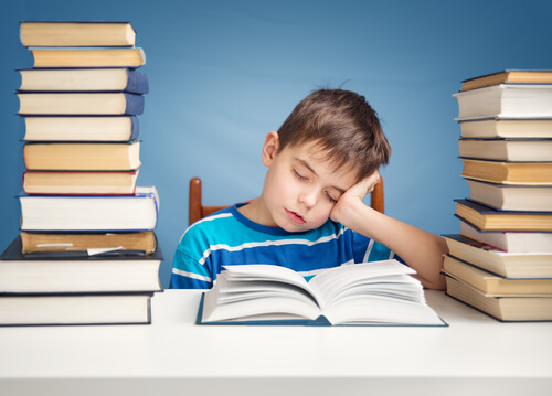 Kid Sleeping While Studying