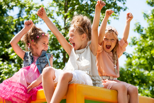 children celebrate reaching goals